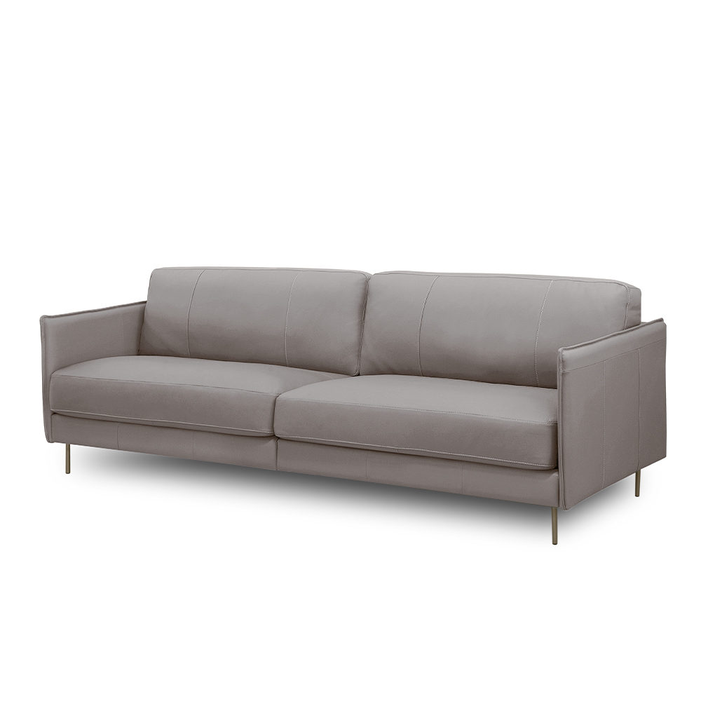 Sofá Decorativo Anthony 3 Lugares Sala de estar 210cm Pés em Aço Couro Avelã G88 - Gran Belo