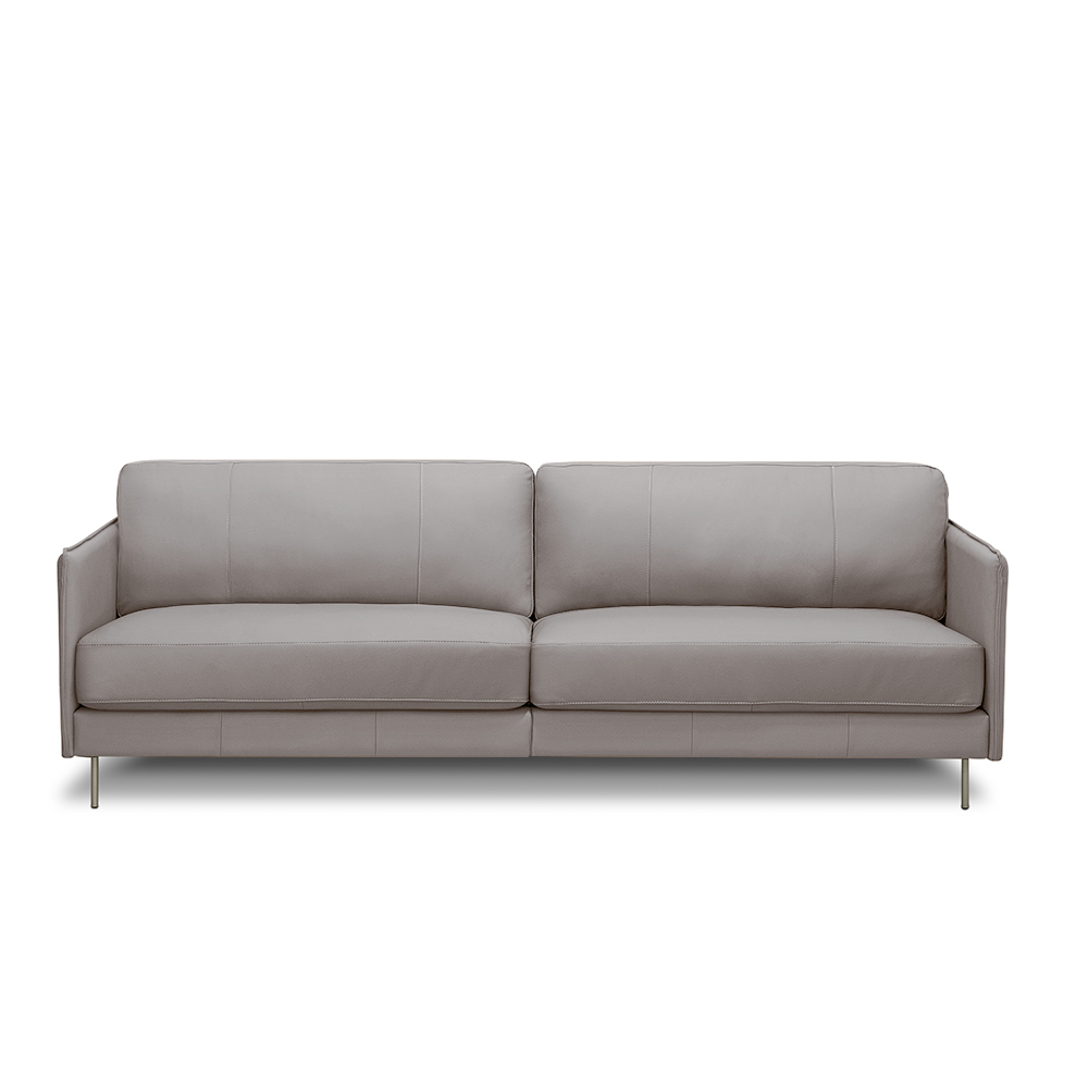 Sofá Decorativo Anthony 3 Lugares Sala de estar 210cm Pés em Aço Couro Avelã G88 - Gran Belo