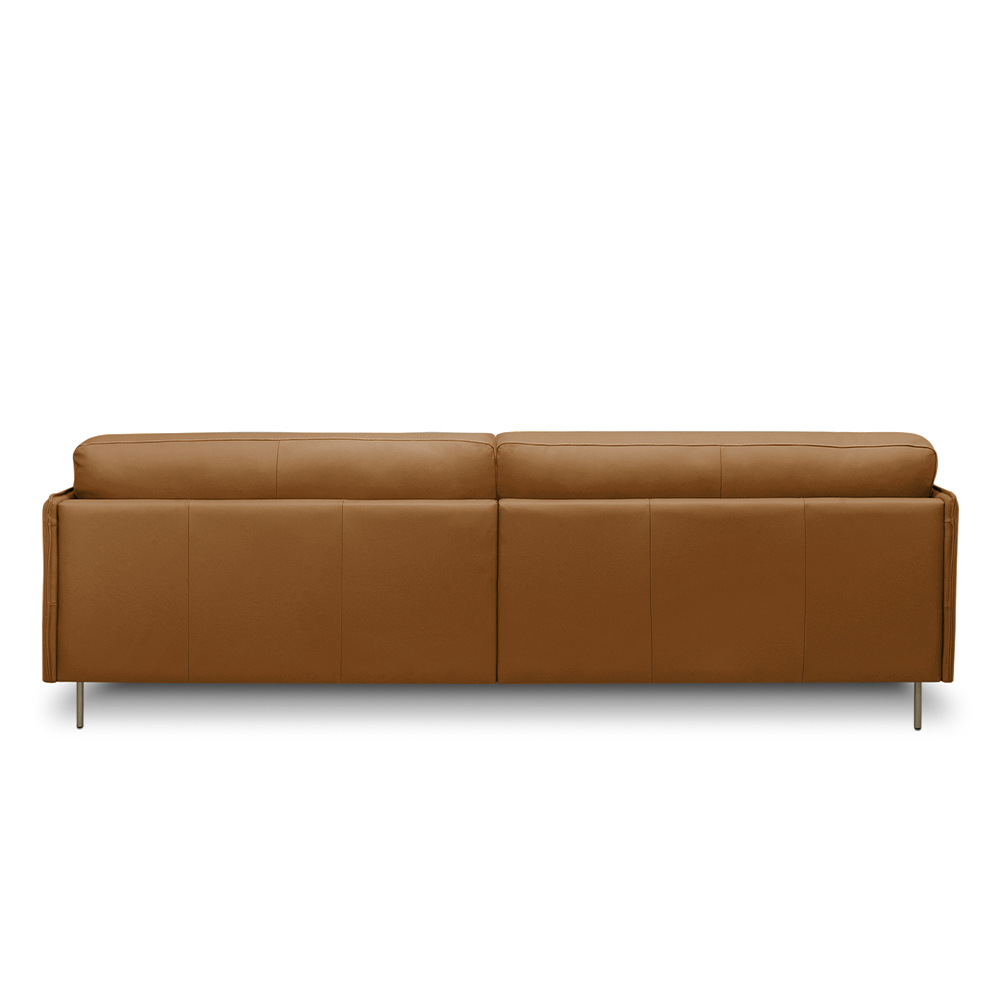 Sofá Decorativo Anthony 3 Lugares Sala de estar 210cm Pés em Aço Couro Caramelo G88 - Gran Belo