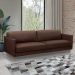 Sofá Decorativo Anthony 3 Lugares Sala de estar 210cm Pés em Aço Couro Marrom Chocolate G88 - Gran Belo