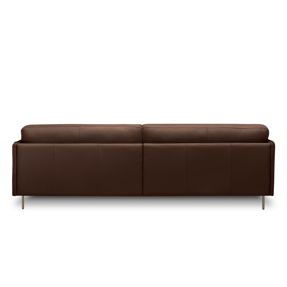 Sofá Decorativo Anthony 3 Lugares Sala de estar 210cm Pés em Aço Couro Marrom Chocolate G88 - Gran Belo