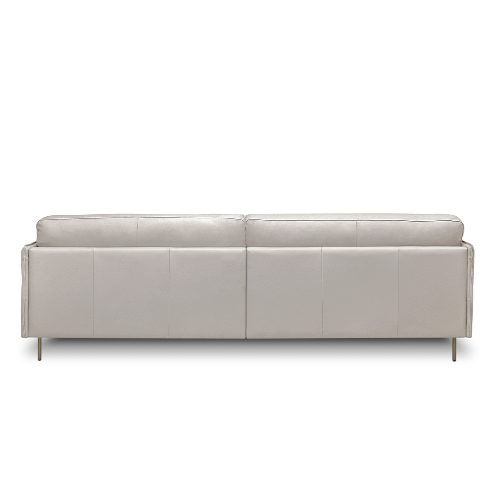 Sofá Decorativo Anthony 3 Lugares Sala de estar 240cm Pés em Aço Couro Off White G88 - Gran Belo