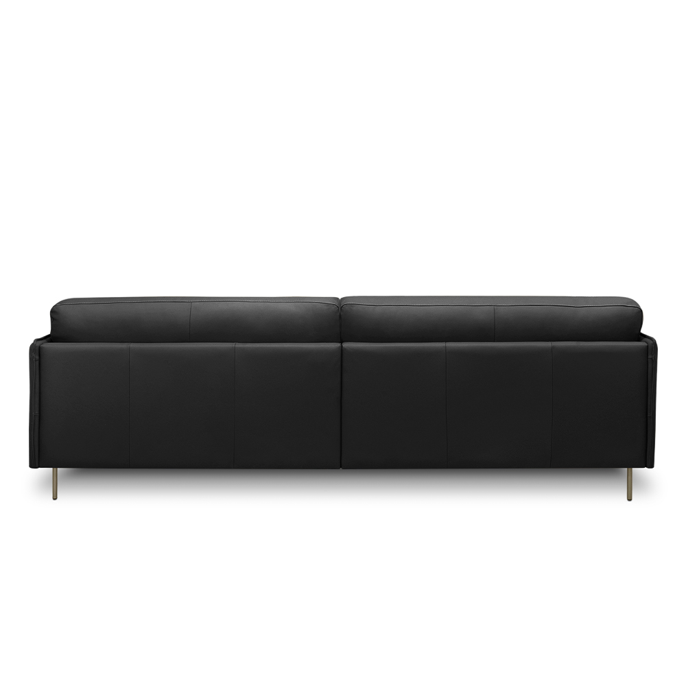 Sofá Decorativo Anthony 3 Lugares Sala de estar 240cm Pés em Aço Couro Preto G88 - Gran Belo