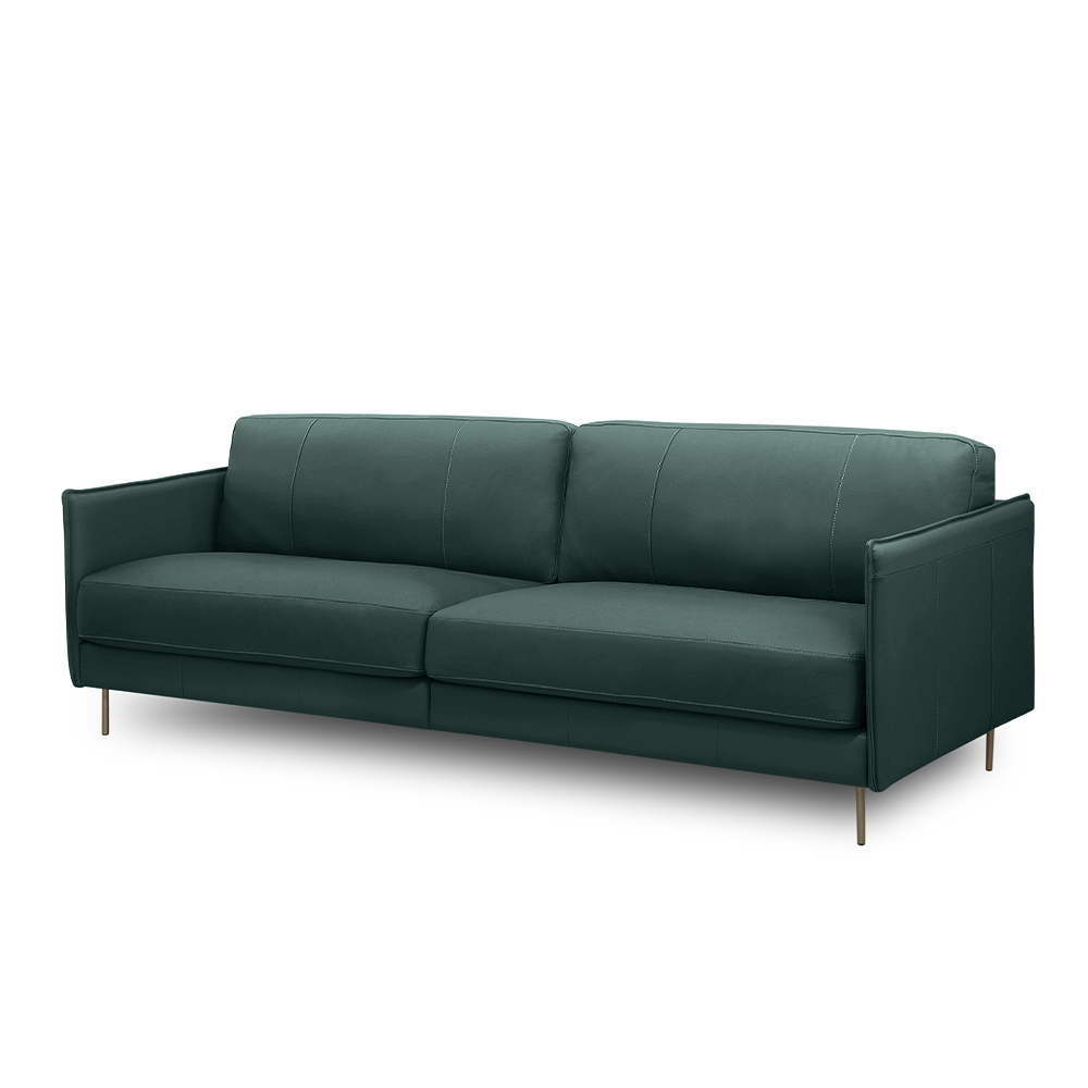 Sofá Decorativo Anthony 3 Lugares Sala de estar 240cm Pés em Aço Couro Verde Musgo G88 - Gran Belo