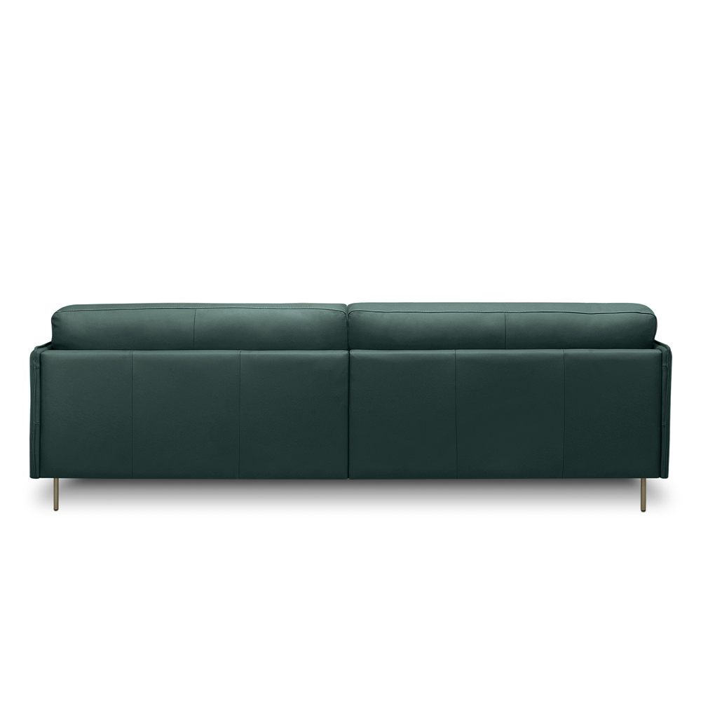 Sofá Decorativo Anthony 3 Lugares Sala de estar 240cm Pés em Aço Couro Verde Musgo G88 - Gran Belo