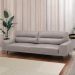 Sofá Decorativo Ashton 3 Lugares Sala de estar 216cm Pés em Aço Couro Avelã G88 - Gran Belo