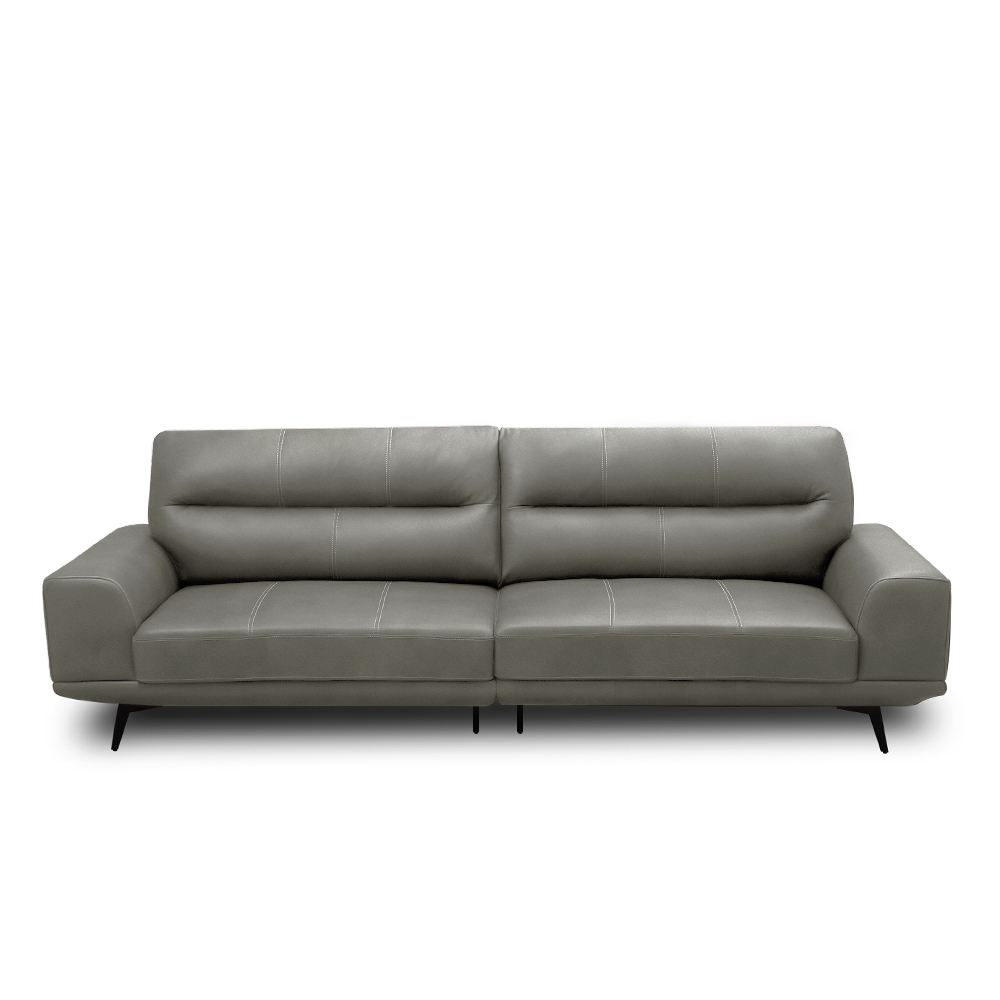 Sofá Decorativo Ashton 3 Lugares Sala de estar 216cm Pés em Aço Couro Grafite G88 - Gran Belo