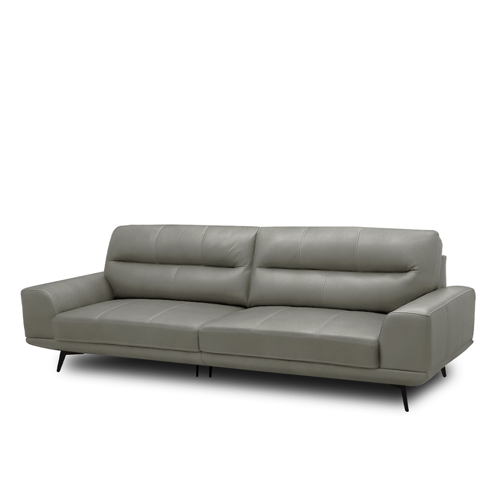 Sofá Decorativo Ashton 3 Lugares Sala de estar 216cm Pés em Aço Couro Grafite G88 - Gran Belo