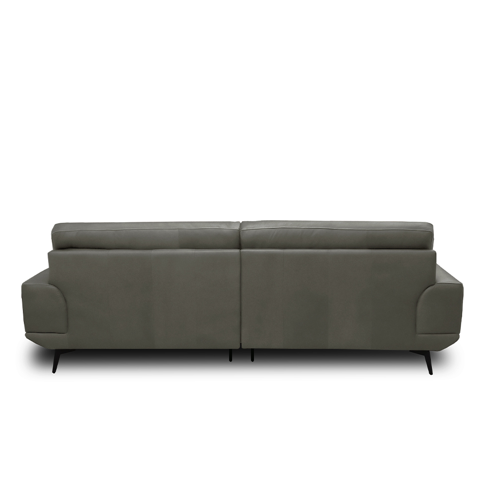Sofá Decorativo Ashton 3 Lugares Sala de estar 216cm Pés em Aço Couro Grafite G88 - Gran Belo