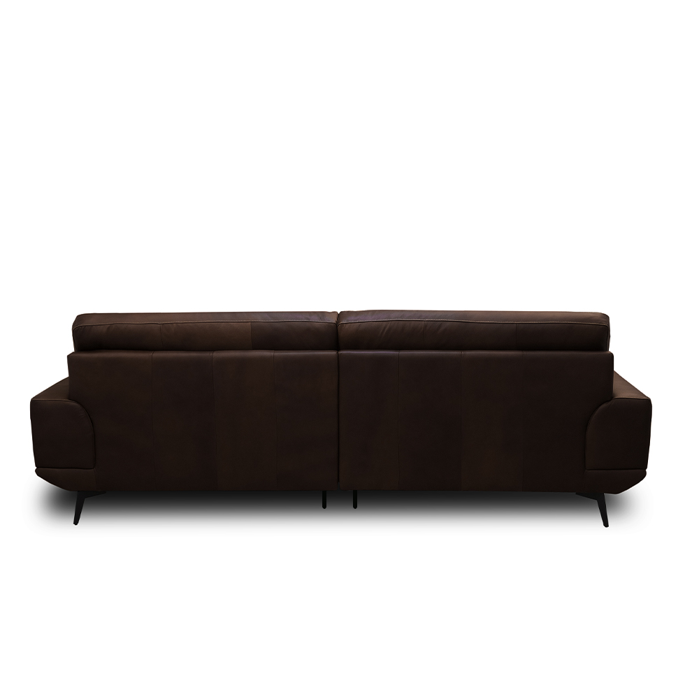 Sofá Decorativo Ashton 3 Lugares Sala de estar 216cm Pés em Aço Couro Marrom Chocolate G88 - Gran Belo