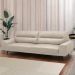 Sofá Decorativo Ashton 3 Lugares Sala de estar 236cm Pés em Aço Couro Bege G88 - Gran Belo