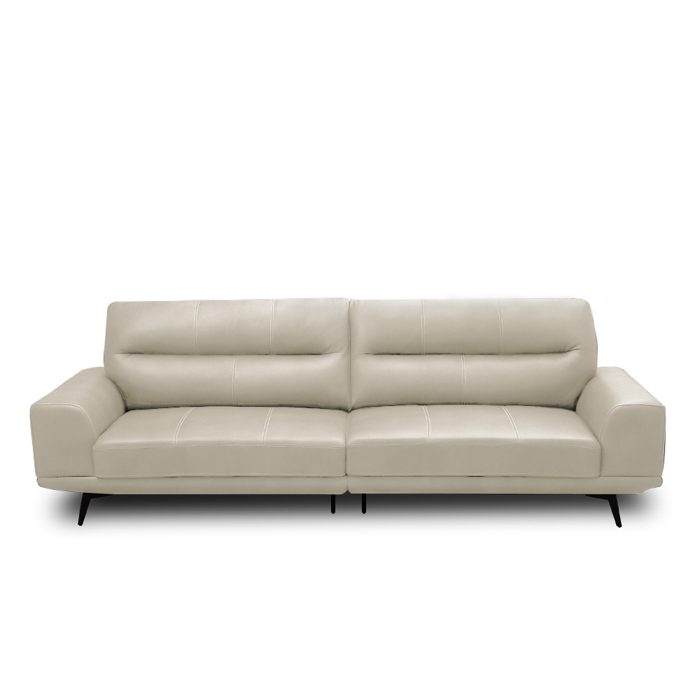 Sofá Decorativo Ashton 3 Lugares Sala de estar 236cm Pés em Aço Couro Bege G88 - Gran Belo