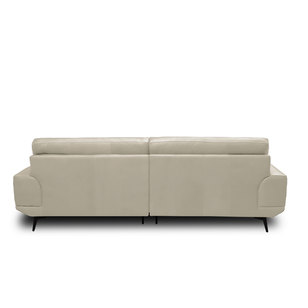 Sofá Decorativo Ashton 3 Lugares Sala de estar 236cm Pés em Aço Couro Bege G88 - Gran Belo