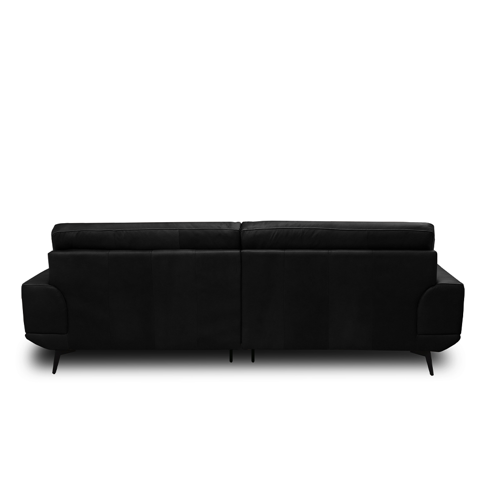 Sofá Decorativo Ashton 3 Lugares Sala de estar 236cm Pés em Aço Couro Preto G88 - Gran Belo