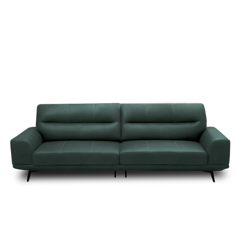 Sofá Decorativo Ashton 3 Lugares Sala de estar 236cm Pés em Aço Couro Verde Musgo G88 - Gran Belo