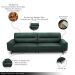 Sofá Decorativo Ashton 3 Lugares Sala de estar 236cm Pés em Aço Couro Verde Musgo G88 - Gran Belo