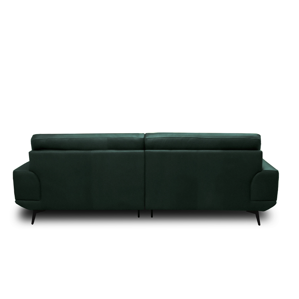 Sofá Decorativo Ashton 3 Lugares Sala de estar 236cm Pés em Aço Couro Verde Musgo G88 - Gran Belo