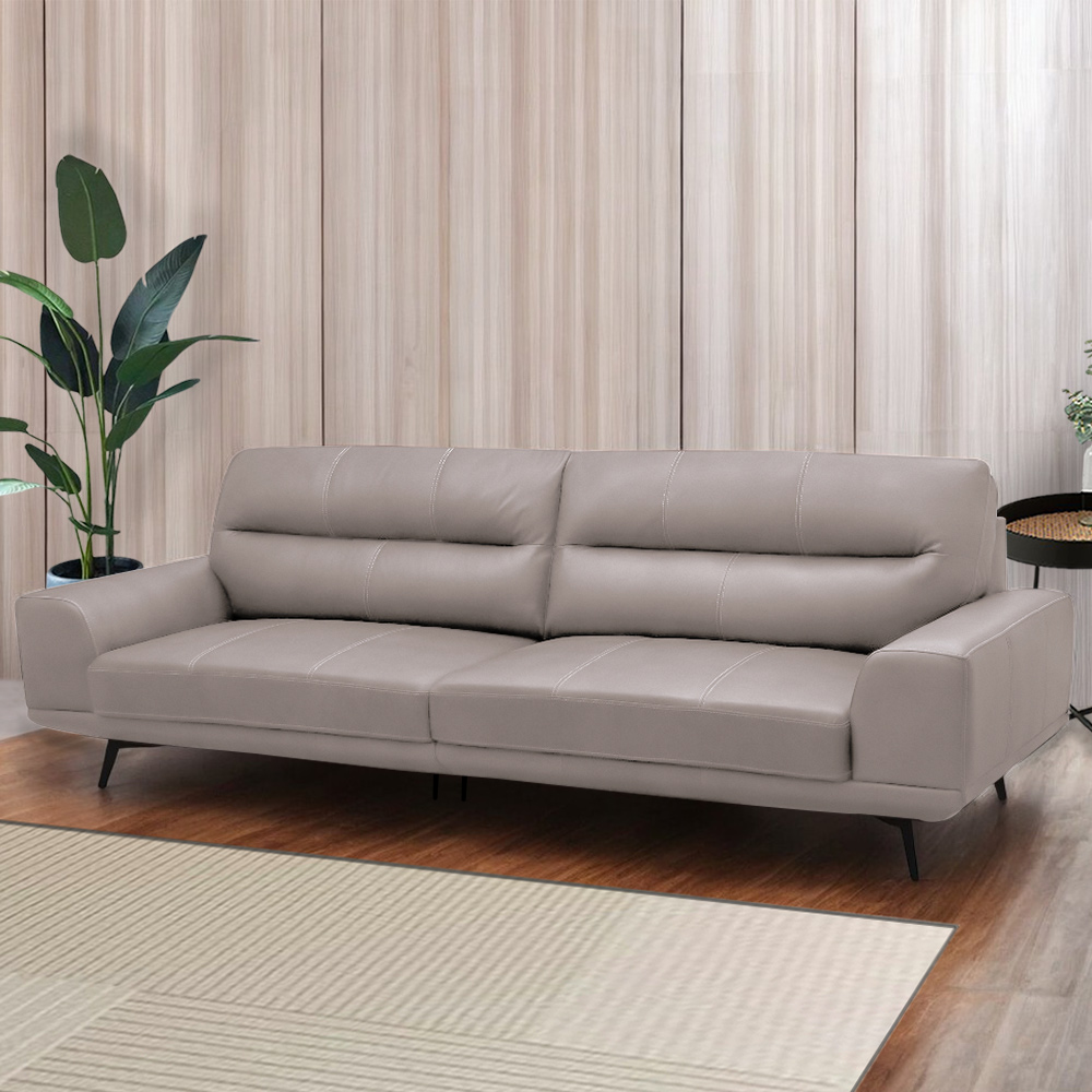 Sofá Decorativo Ashton 3 Lugares Sala de estar 256cm Pés em Aço Couro Avelã G88 - Gran Belo