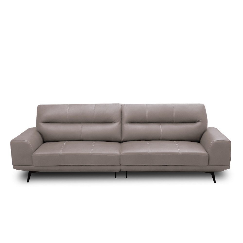 Sofá Decorativo Ashton 3 Lugares Sala de estar 256cm Pés em Aço Couro Avelã G88 - Gran Belo