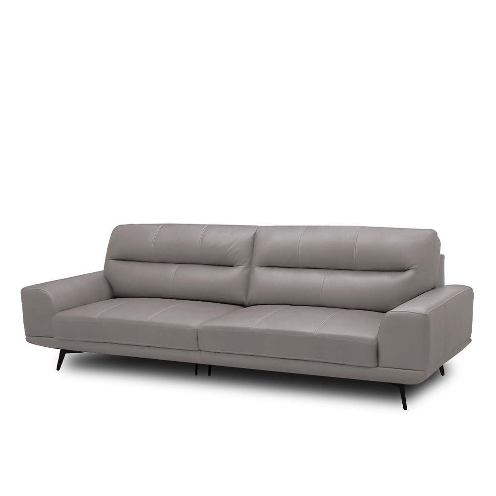 Sofá Decorativo Ashton 3 Lugares Sala de estar 256cm Pés em Aço Couro Avelã G88 - Gran Belo