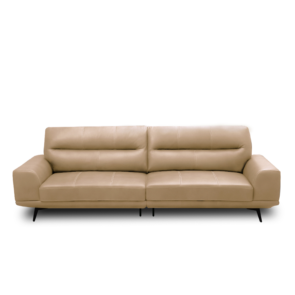 Sofá Decorativo Ashton 3 Lugares Sala de estar 256cm Pés em Aço Couro Nude G88 - Gran Belo