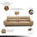 Sofá Decorativo Ashton 3 Lugares Sala de estar 256cm Pés em Aço Couro Nude G88 - Gran Belo
