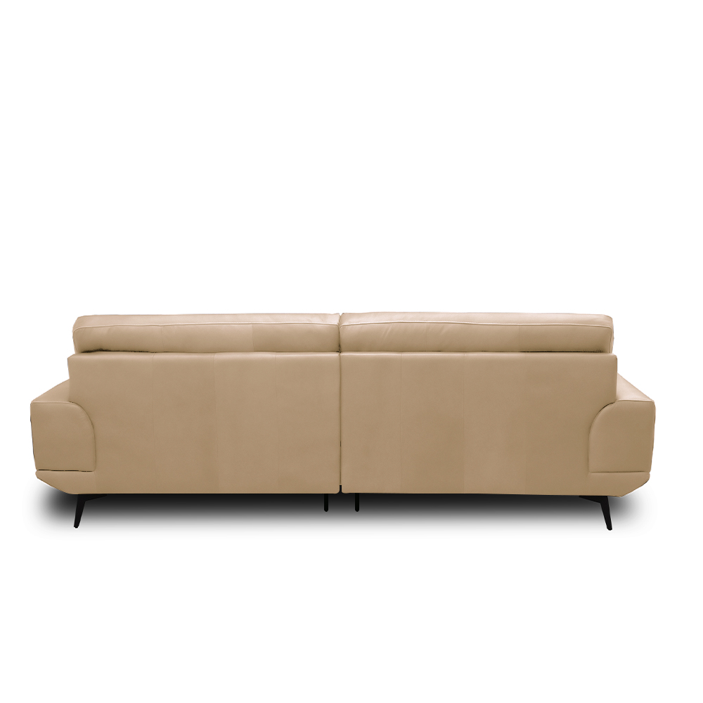 Sofá Decorativo Ashton 3 Lugares Sala de estar 256cm Pés em Aço Couro Nude G88 - Gran Belo