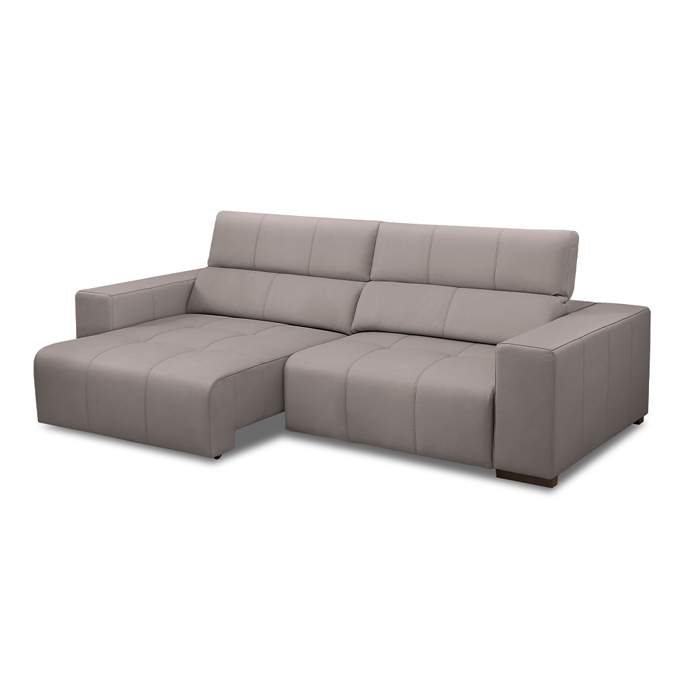 Sofá Decorativo Barbosa 3 Lugares Sala de estar 230cm Reclinável e Retrátil Couro Avelã G88 - Gran Belo