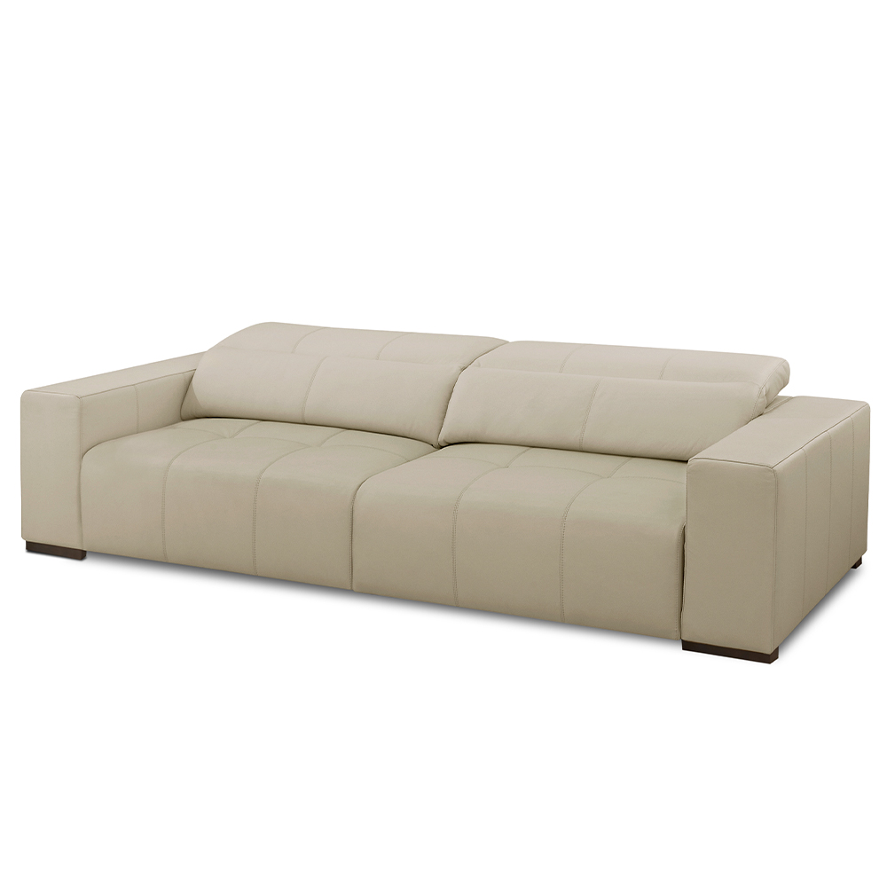 Sofá Decorativo Barbosa 3 Lugares Sala de estar 230cm Reclinável e Retrátil Couro Bege G88 - Gran Belo