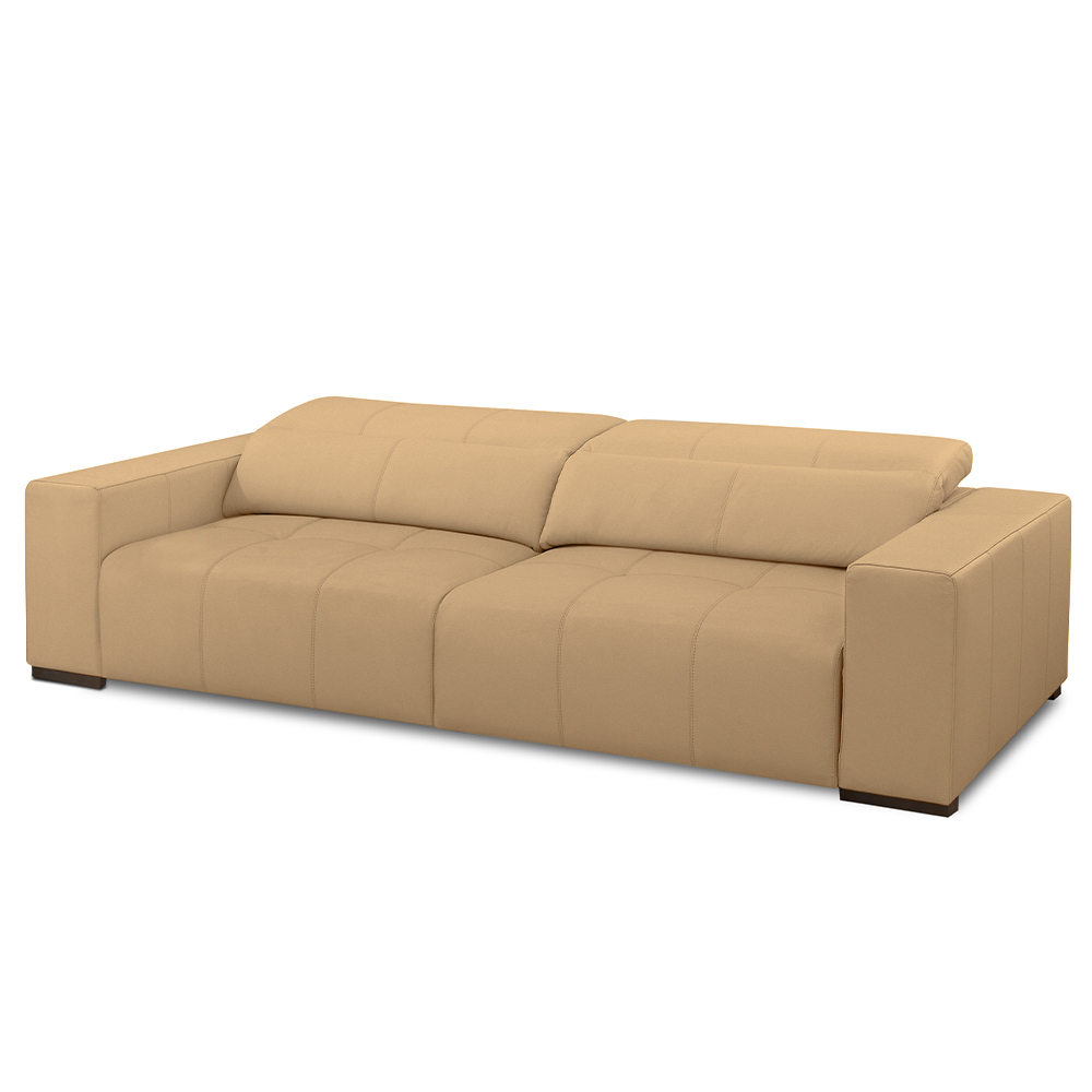 Sofá Decorativo Barbosa 3 Lugares Sala de estar 230cm Reclinável e Retrátil Couro Nude G88 - Gran Belo