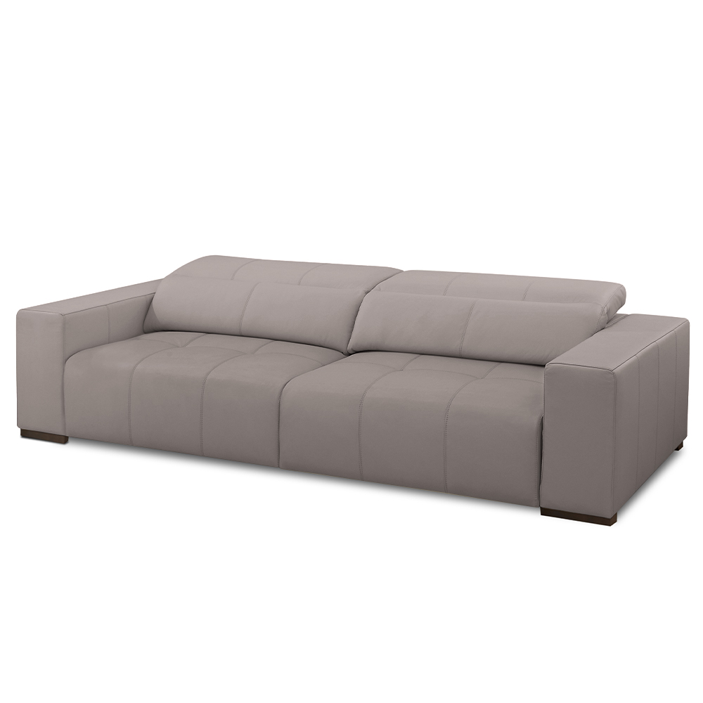 Sofá Decorativo Barbosa 3 Lugares Sala de estar 250cm Reclinável e Retrátil Couro Avelã G88 - Gran Belo