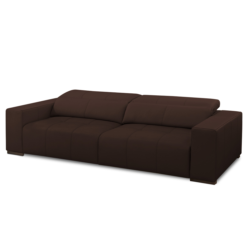Sofá Decorativo Barbosa 3 Lugares Sala de estar 250cm Reclinável e Retrátil Couro Marrom Chocolate G88 - Gran Belo