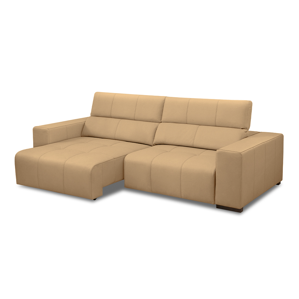 Sofá Decorativo Barbosa 3 Lugares Sala de estar 250cm Reclinável e Retrátil Couro Nude G88 - Gran Belo