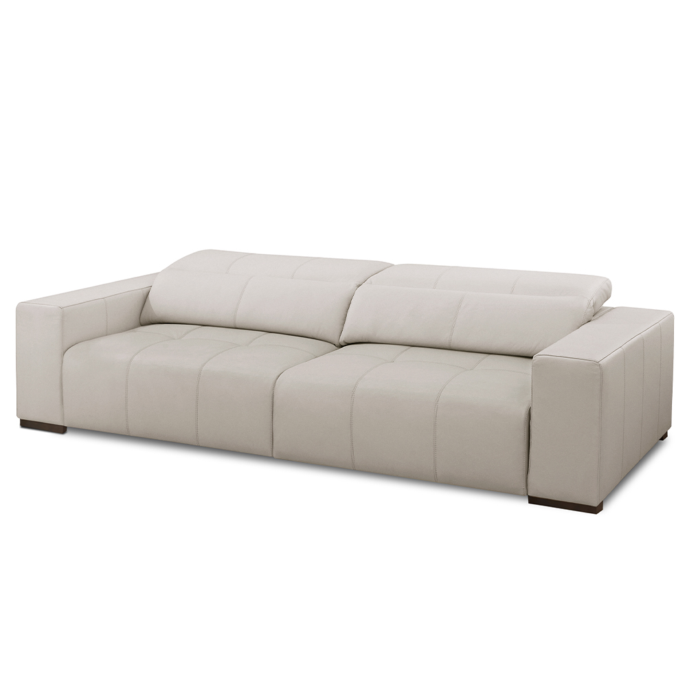 Sofá Decorativo Barbosa 3 Lugares Sala de estar 250cm Reclinável e Retrátil Couro Off White G88 - Gran Belo