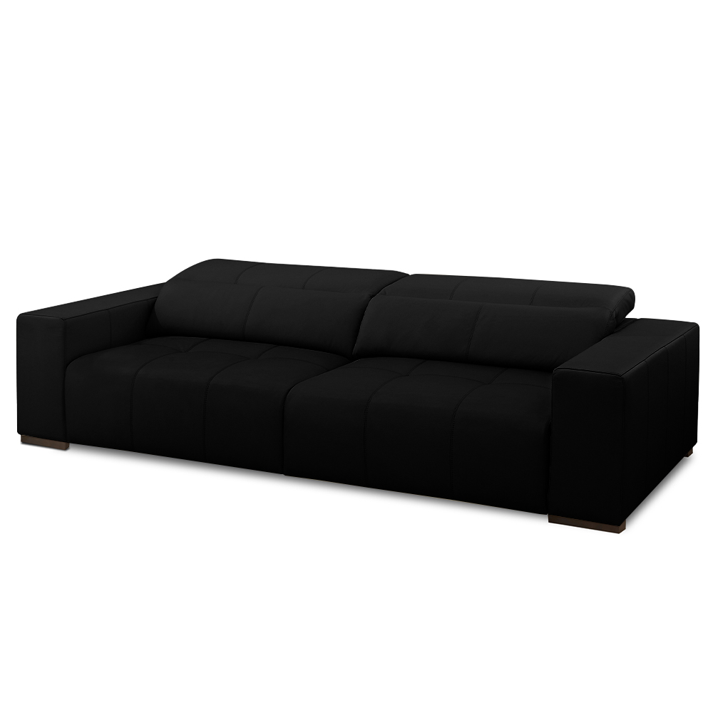 Sofá Decorativo Barbosa 3 Lugares Sala de estar 250cm Reclinável e Retrátil Couro Preto G88 - Gran Belo