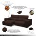Sofá Decorativo Barbosa 5 Lugares Sala de estar 290cm Reclinável e Retrátil Couro Marrom Chocolate G88 - Gran Belo