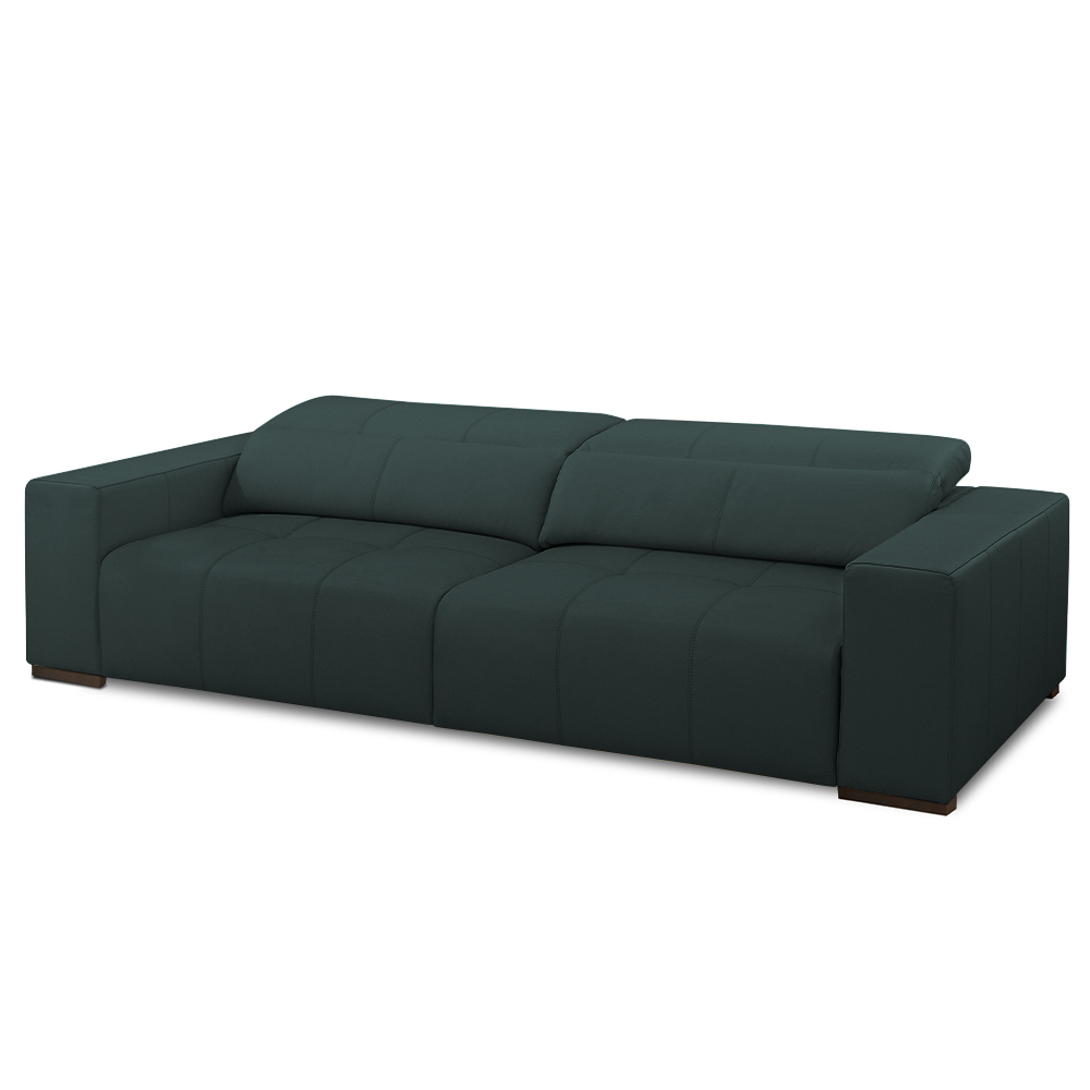Sofá Decorativo Barbosa 5 Lugares Sala de estar 290cm Reclinável e Retrátil Couro Verde Musgo G88 - Gran Belo