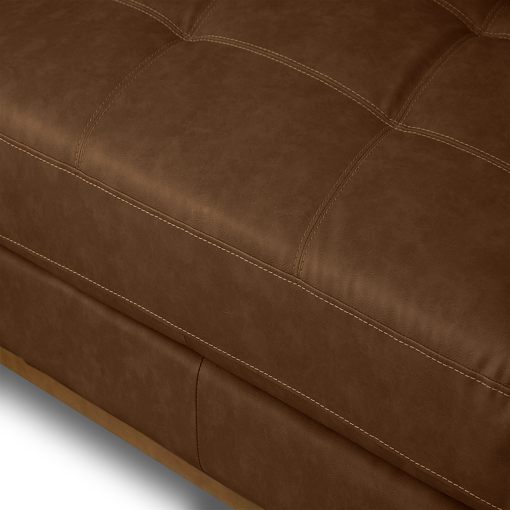 Sofá Decorativo Bruno 3 Lugares Sala de estar 210cm Pés em Madeira Couro Marrom Claro Manchado G88 - Gran Belo