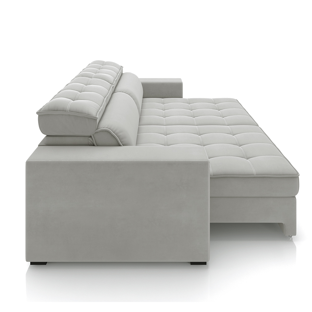 Sofá Decorativo Hugo 2 Lugares 208cm Reclinável e Retrátil Veludo Cinza Claro G45 - Gran Belo