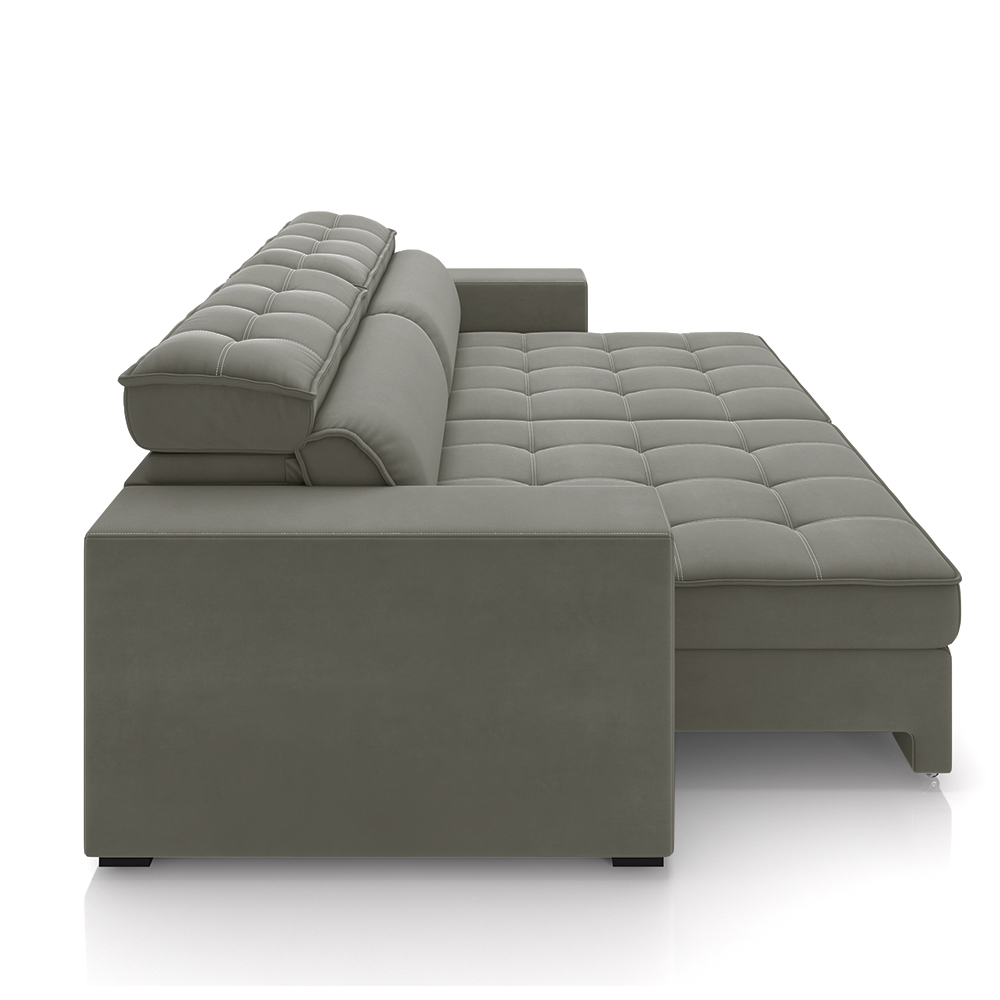 Sofá Decorativo Hugo 2 Lugares 208cm Reclinável e Retrátil Veludo Cinza G45 - Gran Belo