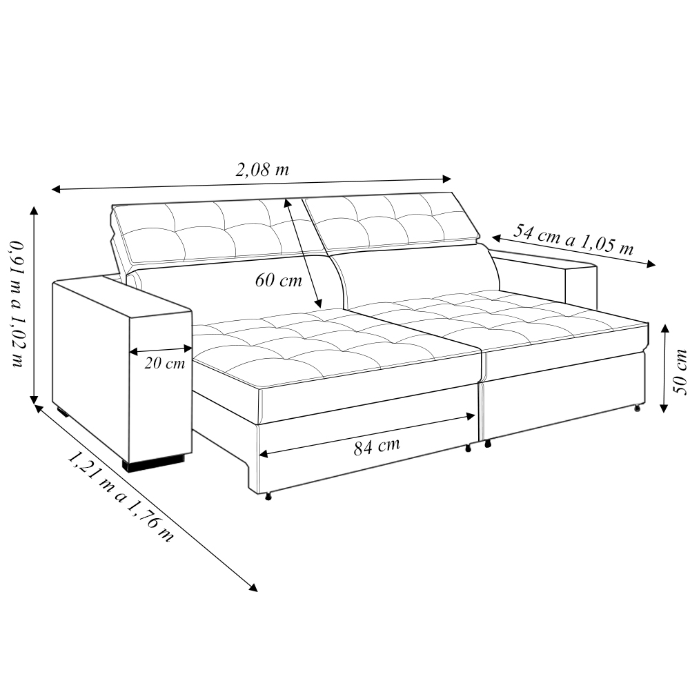Sofá Decorativo Hugo 2 Lugares 208cm Reclinável e Retrátil Veludo Marrom G45 - Gran Belo