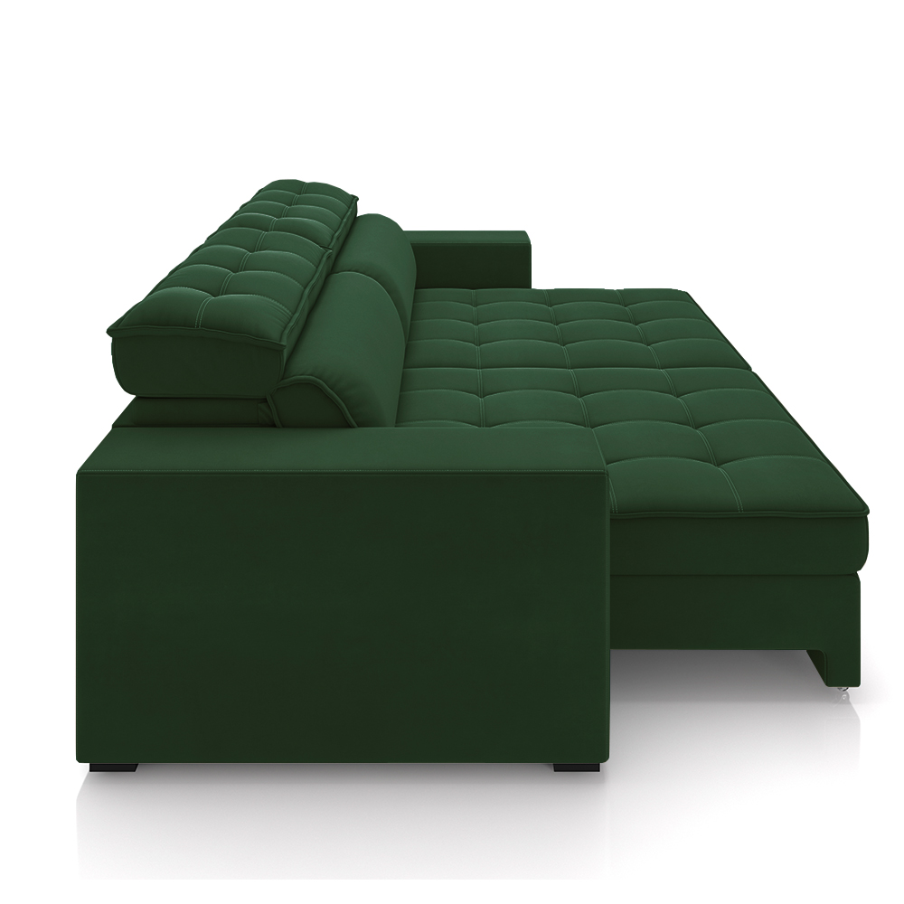 Sofá Decorativo Hugo 2 Lugares 208cm Reclinável e Retrátil Veludo Verde G45 - Gran Belo