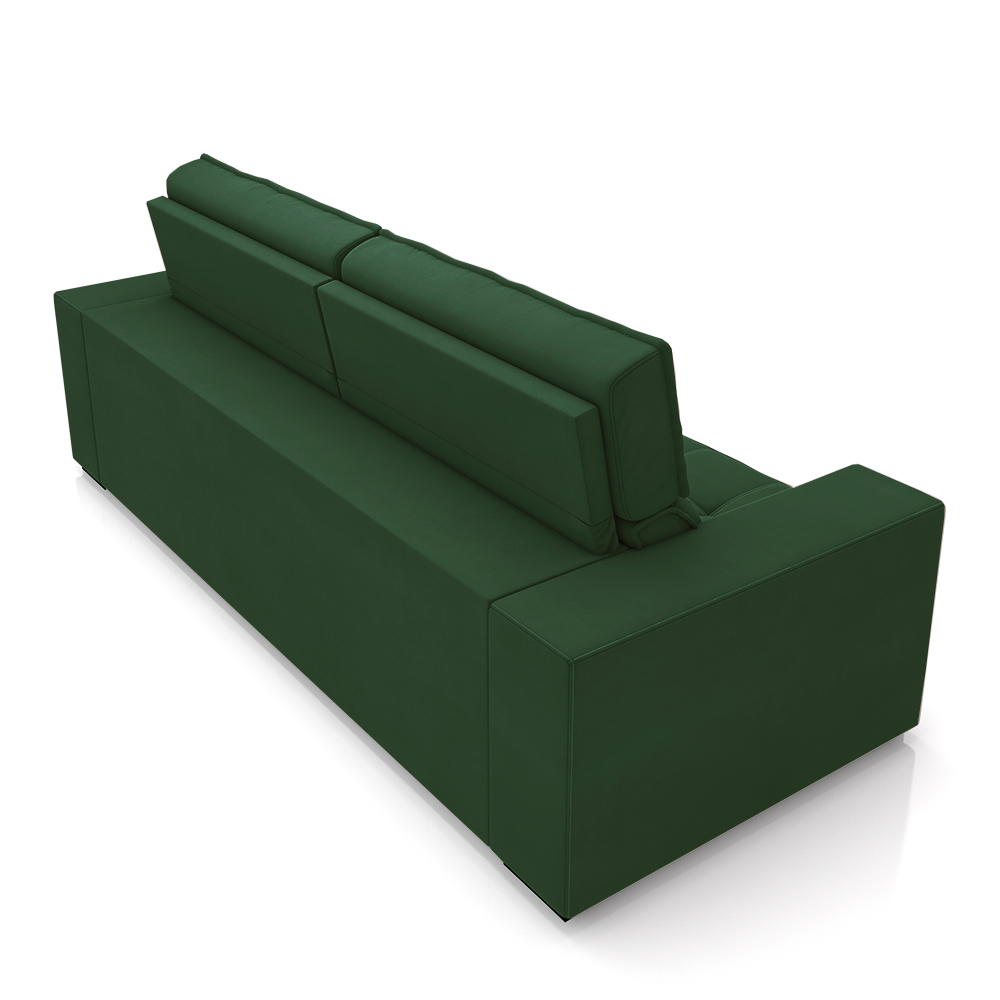 Sofá Decorativo Hugo 2 Lugares 208cm Reclinável e Retrátil Veludo Verde G45 - Gran Belo