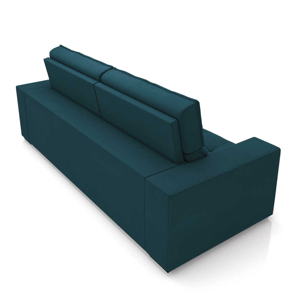 Sofá Decorativo Hugo 3 Lugares 246cm Reclinável e Retrátil Veludo Azul Marinho G45 - Gran Belo