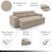 Sofá Decorativo Hugo 3 Lugares 246cm Reclinável e Retrátil Veludo Bege G45 - Gran Belo