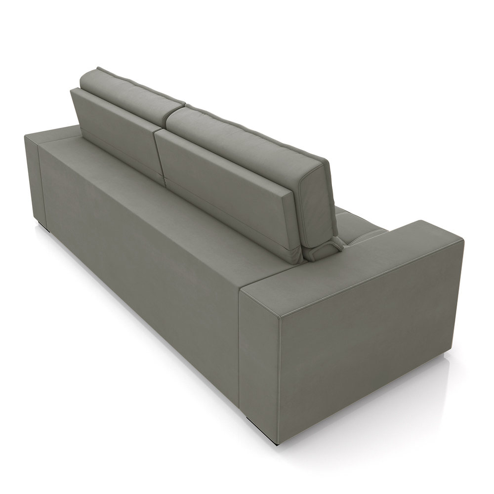 Sofá Decorativo Hugo 4 Lugares 246cm Reclinável e Retrátil Veludo Cinza G45 - Gran Belo