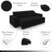 Sofá Decorativo Hugo 4 Lugares 300cm Reclinável e Retrátil Veludo Preto G45 - Gran Belo