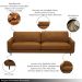 Sofá Decorativo Isaac 3 Lugares Sala de estar 210cm Pés em Aço Couro Caramelo G88 - Gran Belo