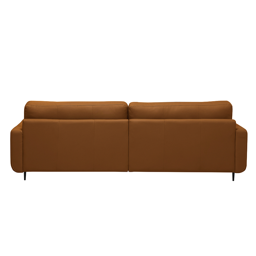 Sofá Decorativo Isaac 3 Lugares Sala de estar 210cm Pés em Aço Couro Caramelo G88 - Gran Belo