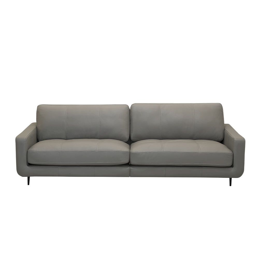 Sofá Decorativo Isaac 3 Lugares Sala de estar 210cm Pés em Aço Couro Grafite G88 - Gran Belo